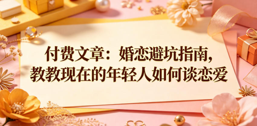 付费文章：婚恋避坑指南，教教现在的年轻人如何谈恋爱-黑马项目网