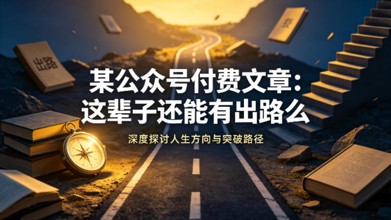 某公众号付费文章：这辈子还能有出路么-黑马项目网