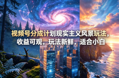 视频号分成计划现实主义风景玩法，收益可观，玩法新鲜，适合小白-黑马项目网