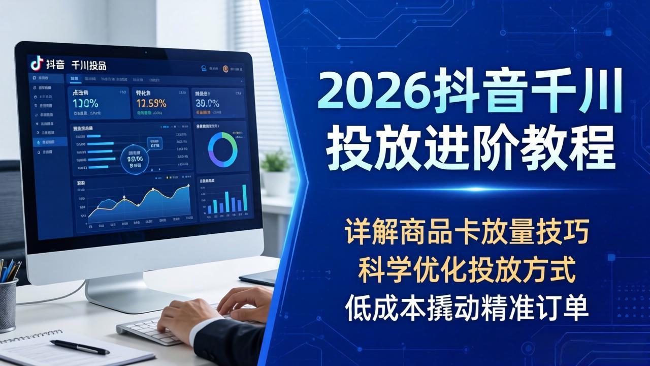 2026抖音千川投放进阶教程，详解商品卡放量技巧，科学优化投放方式，低成本撬动精准订单-黑马项目网