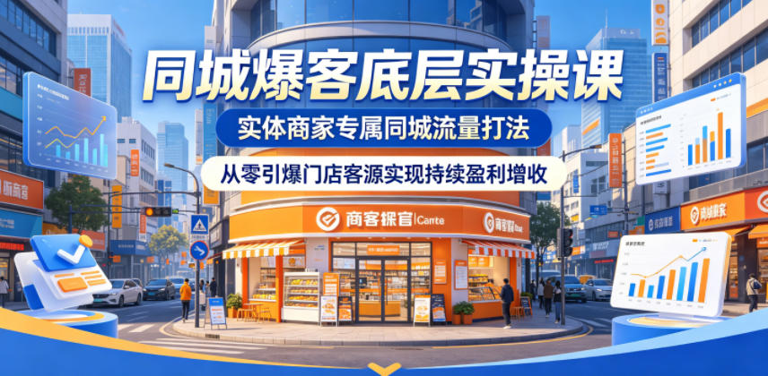 同城爆客底层实操课，实体商家专属同城流量打法，从零引爆门店客源实现持续盈利增收-黑马项目网