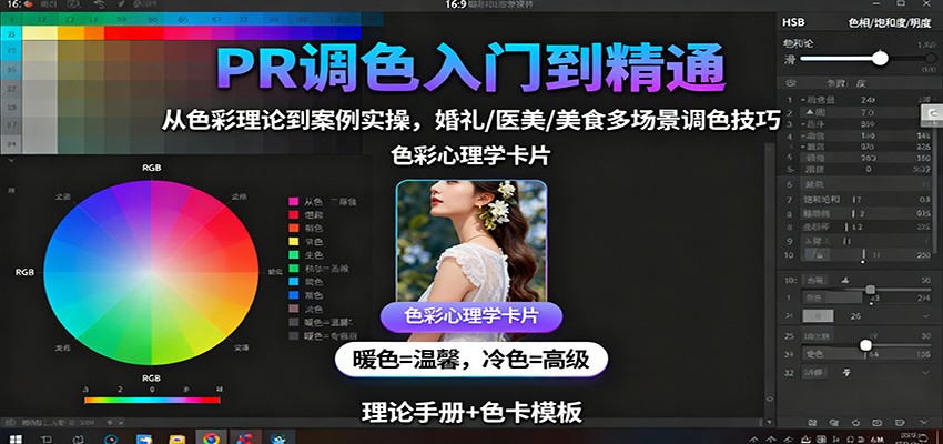 PR调色入门到精通：从色彩理论到案例实操，婚礼/医美/美食多场景调色技巧-黑马项目网