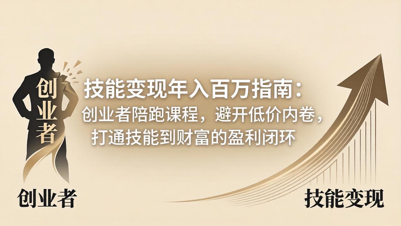 技能变现年入百万指南：创业者陪跑课程，避开低价内卷，打通技能到财富的盈利闭环-黑马项目网
