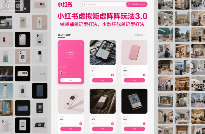 小红书虚拟矩阵玩法3.0，铺货铺笔记型打法，少款狂怼笔记型打法-黑马项目网