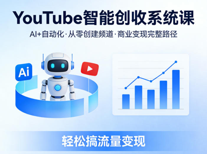 YouTube智能创收系统课，AI+自动化，从零创建YouTube频道并实现商业变现的完整路径，轻松搞流量变现-黑马项目网