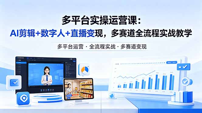 某团队多平台实操运营课-更新26年4月29：AI剪辑+数字人+直播变现，多赛道全流程实战教学-黑马项目网