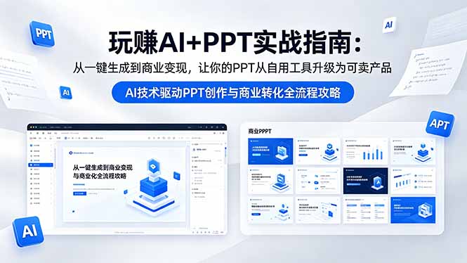 玩赚AI+PPT实战指南-更新5月13：从一键生成到商业变现，让你的PPT从自用工具升级为可卖产品-黑马项目网