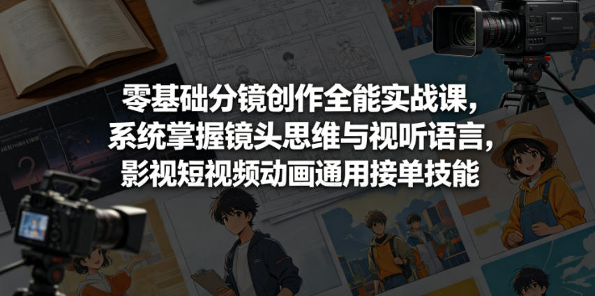 零基础分镜创作全能实战课，系统掌握镜头思维与视听语言，影视短视频动画通用接单技能-黑马项目网