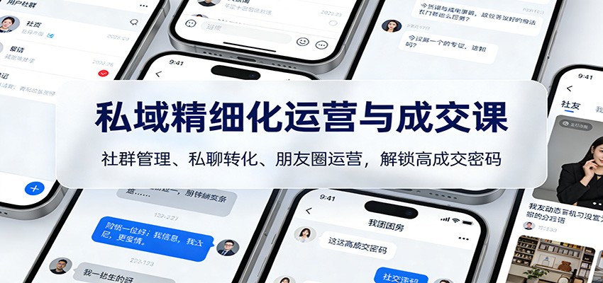 私域精细化运营与成交课:社群管理、私聊转化、朋友圈运营,解锁高成交密码-黑马项目网