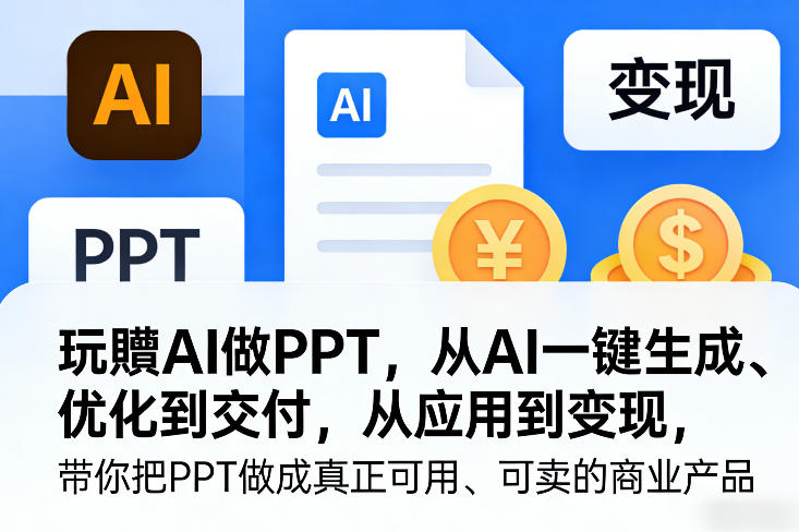 玩賺AI做PPT，从AI一键生成、优化到交付，从应用到变现，带你把PPT做成真正可用、可卖的商业产品(更新0421)-黑马项目网