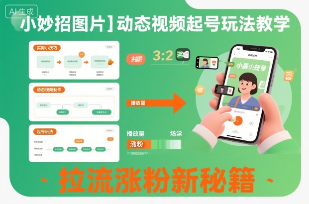小妙招图片＋动态视频起号玩法教学，拉流涨粉新秘籍-黑马项目网