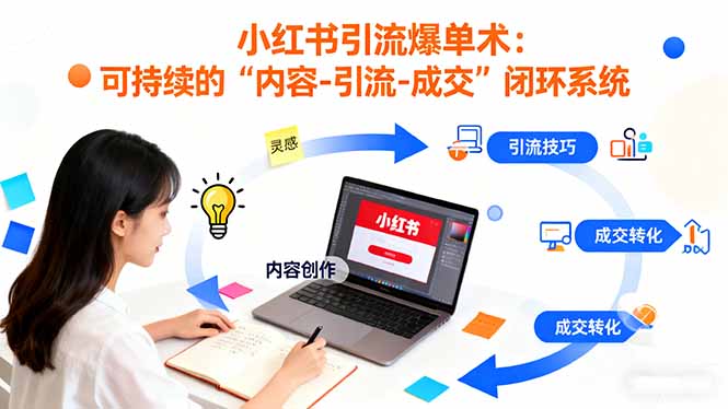 小红书引流爆单术：构建一套低成本 可持续的“内容-引流-成交”闭环系统-黑马项目网