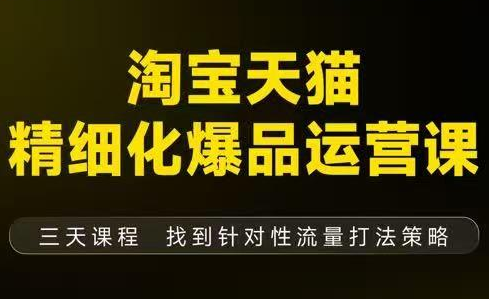 猫课子幽·淘宝天猫精细化爆品运营【音频+字幕+文档】(9月12-14杭州线下课)-黑马项目网