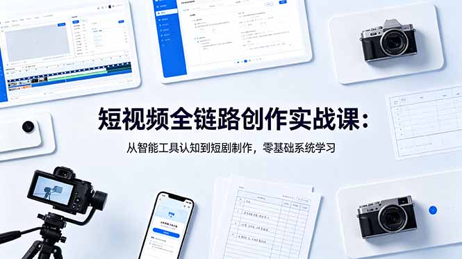 短视频全链路创作实战课：从智能工具认知到短剧制作，零基础系统学习-黑马项目网