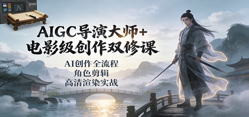AIGC导演大师+电影级创作双修课：AI创作全流程、角色剪辑、高清渲染实战-黑马项目网