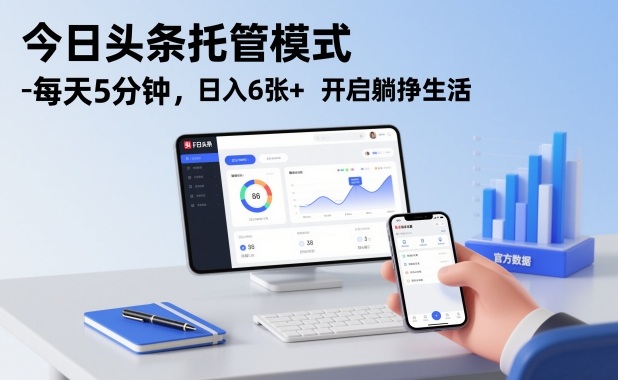 今日头条托管模式，每天5分钟，日入6张+，开启躺挣生活【揭秘】-黑马项目网