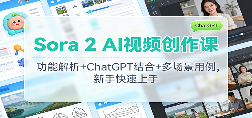 Sora 2 AI视频创作课：功能解析+ChatGPT结合+多场景用例，新手快速上手-黑马项目网