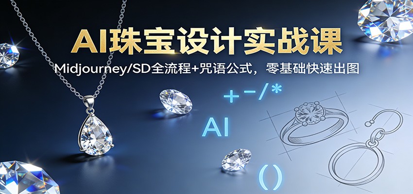 AI珠宝设计实战课：Midjourney/SD全流程+咒语公式，零基础快速出图-黑马项目网