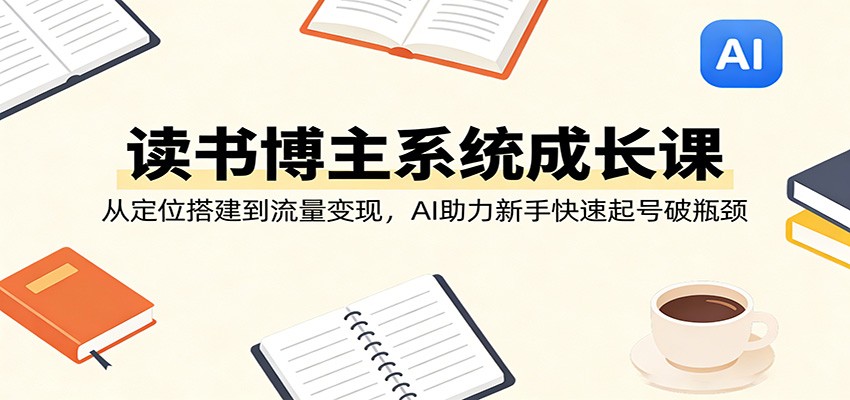 读书博主系统成长课：从定位搭建到流量变现，AI助力新手快速起号破瓶颈-黑马项目网