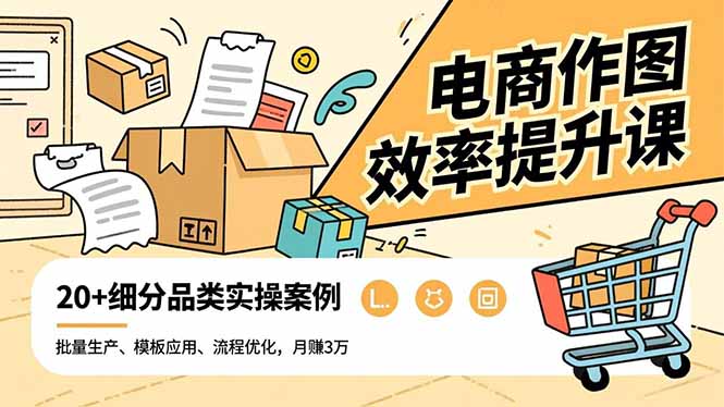电商作图效率提升课，批量生产、模板应用、流程优化，20+细分品类实操案例，月赚3万-黑马项目网