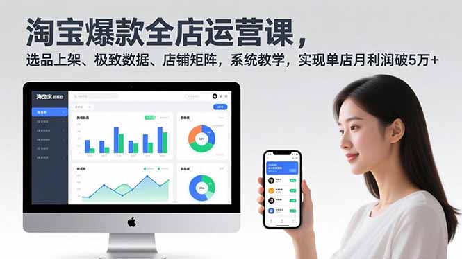 淘宝爆款全店运营课2.0，选品上架、极致数据、店铺矩阵，系统教学，实现单店月利润破5万+-黑马项目网