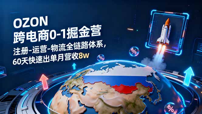 OZON跨境电商0-1掘金营：注册-运营-物流全链路体系，60天快速出单月营收8w-黑马项目网
