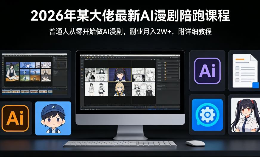 26年某大佬最新Ai漫剧陪跑课程，普通人从零开始做AI漫剧，副业月入2W+-黑马项目网