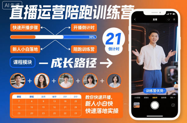 直播运营陪跑训练营，教你快速开播，新人小白快速落地实操-黑马项目网