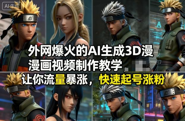 外网爆火的AI生成3D漫画视频制作教学，让你流量暴涨，快速起号涨粉！-黑马项目网