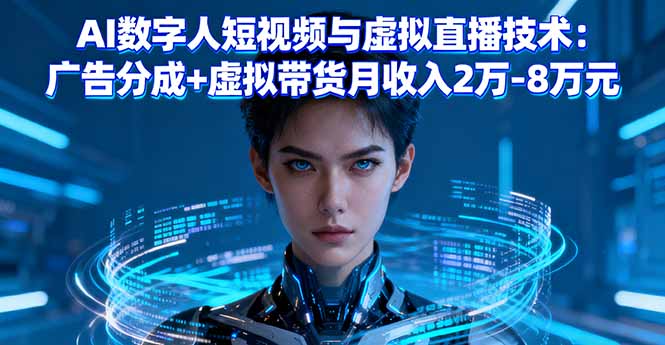 AI数字人短视频与虚拟直播技术：广告分成+虚拟带货月收入2万-8万元-黑马项目网