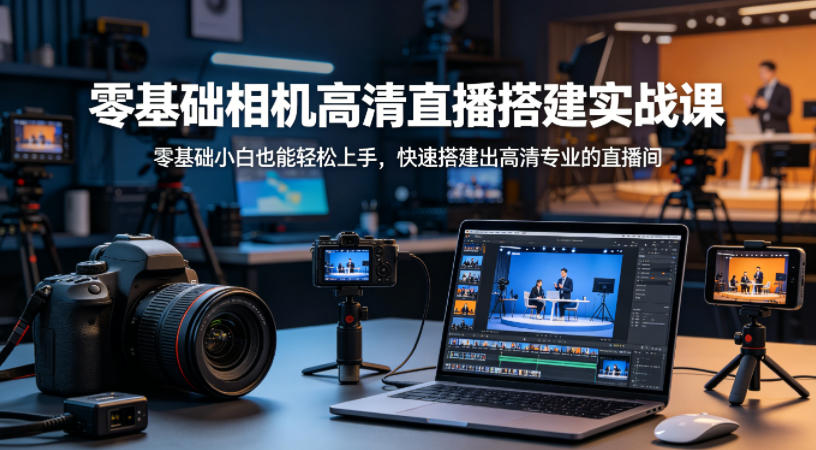 零基础相机高清直播间搭建实战课，小白也能轻松上手，快速搭建出高清专业的直播间-黑马项目网
