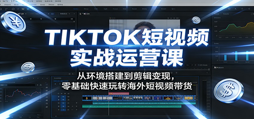 TIKTOK短视频实战运营课：从环境搭建到剪辑变现，零基础快速玩转海外短视频带货-黑马项目网