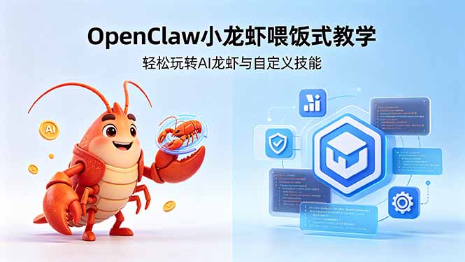 不用懂技术！OpenClaw小龙虾喂饭式教学，轻松玩转AI龙虾与自定义技能-黑马项目网