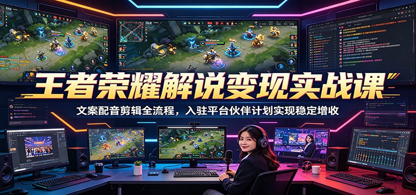 王者荣耀解说变现实战课：文案配音剪辑全流程，入驻平台伙伴计划实现稳定增收-黑马项目网