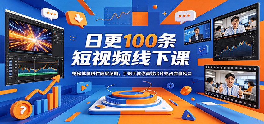 日更100条短视频线下课：揭秘批量创作底层逻辑，手把手教你高效出片抢占流量风口-黑马项目网