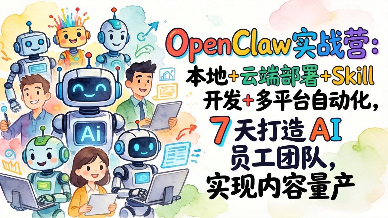 OpenClaw实战营：本地+云端部署+Skill开发+多平台自动化，7 天打造 AI 员工团队，实现内容量产-黑马项目网