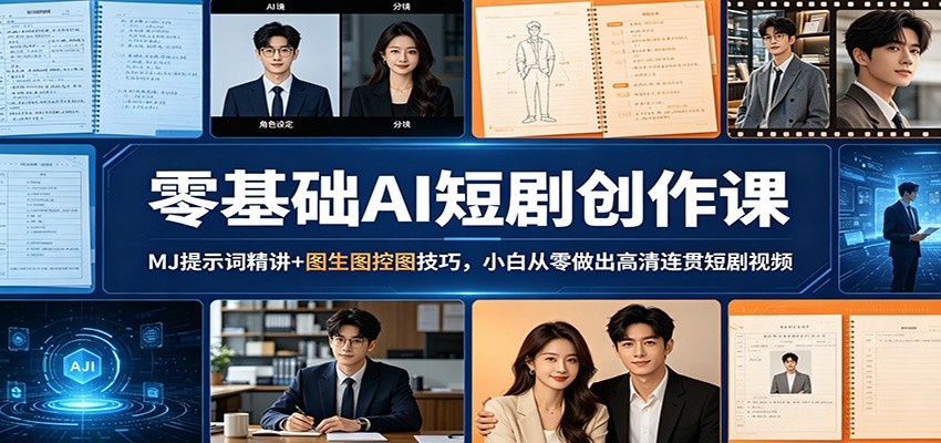零基础AI短剧创作课：MJ提示词精讲+图生图控图技巧，小白从零做出高清连贯短剧视频-黑马项目网