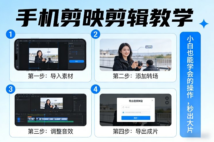 手机剪映剪辑教学，小白也能学会的操作，秒出大片-黑马项目网