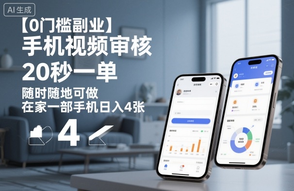 【0门槛副业】手机视频审核，20秒一单，随时随地可做，在家一部手机日入4张【揭秘】-黑马项目网