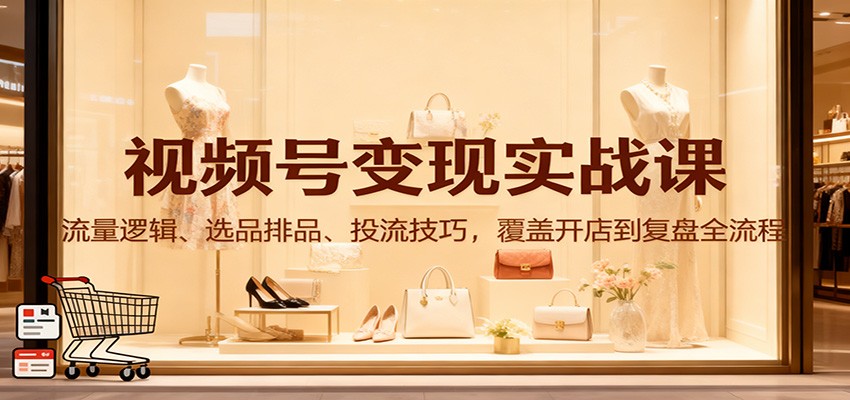 视频号变现实战课：流量逻辑、选品排品、投流技巧，覆盖开店到复盘全流程-黑马项目网