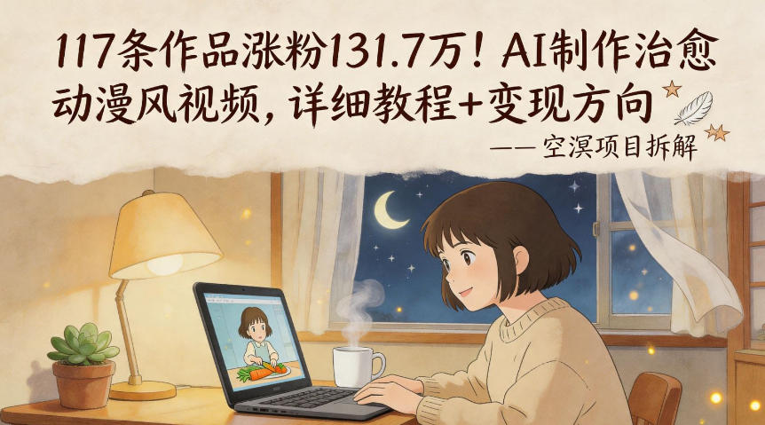117条作品涨粉131.7W！AI制作治愈动漫风视频，详细教程+变现方向-黑马项目网