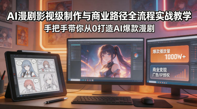 AI漫剧影视级制作与商业路径全流程实战教学，手带你从0打造AI爆款漫剧-黑马项目网