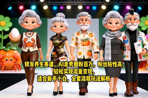 银发养生赛道，AI走秀圈粉百万，粉丝粘性高，轻松实现流量变现，适合新手小白，全套流程玩法解析-黑马项目网