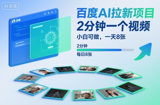 百度AI拉新项目，2分钟一个视频，小白可做，一天8张【附案例+保姆级教程】-黑马项目网