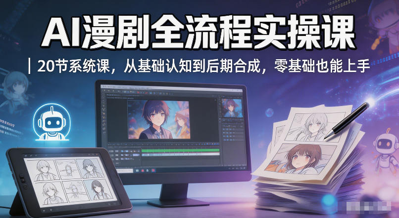AI漫剧全流程实操课｜20节系统课，从基础认知到后期合成，零基础也能上手-黑马项目网