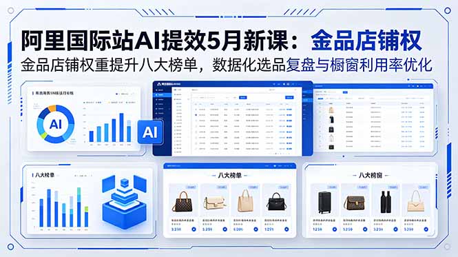 阿里国际站AI提效5月新课：金品店铺权重提升八大榜单，数据化选品复盘与橱窗利用率优化-黑马项目网