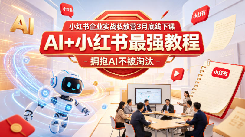 小红书企业实战私教营3月底线下课，AI+小红书最强教程，拥抱AI不被淘汰-黑马项目网