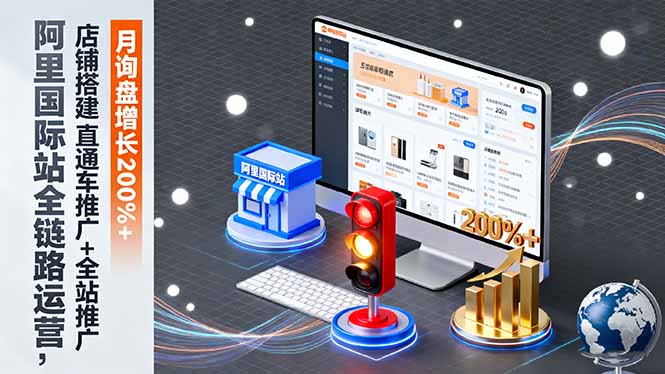 阿里国际站全链路运营，店铺搭建+直通车推广+全站推广，月询盘增长200%+-黑马项目网