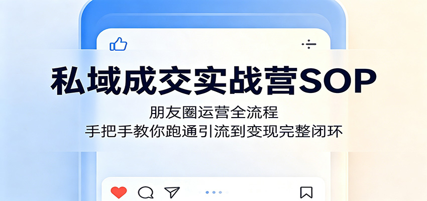 私域成交实战营SOP:朋友圈运营全流程,手把手教你跑通引流到变现完整闭环-黑马项目网