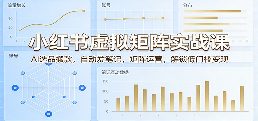小红书虚拟矩阵实战课：AI选品搬款，自动发笔记，矩阵运营，解锁低门槛变现-黑马项目网